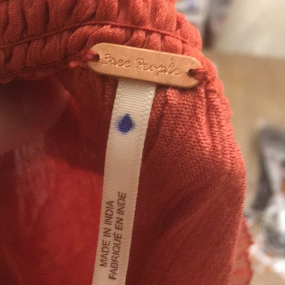 Free People Rust Orange Blouse Banda Crinkle - Picture 14 of 16